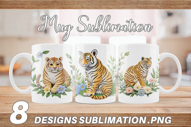 Mug Wrap Tiger Embroidery Sublimation artnoy 