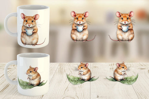 Mug Wrap Tiny Christmas Mice Sublimation artnoy 