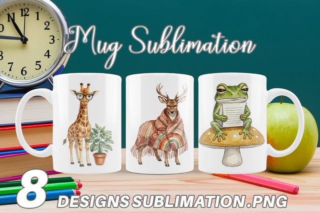Mug Wrap Tired Boho Teacher Animal Watercolor Sublimation artnoy 
