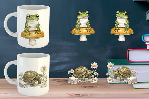 Mug Wrap Tired Boho Teacher Animal Watercolor Sublimation artnoy 