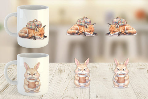 Mug Wrap Tired Morning Commute Animal Sublimation artnoy 