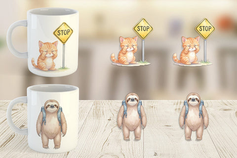 Mug Wrap Tired Morning Commute Animal Sublimation artnoy 
