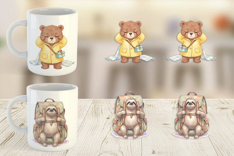 Mug Wrap Tired School Animal Morning Burnout Sublimation artnoy 