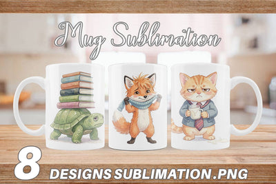 Mug Wrap Tired School Animal Morning Burnout Sublimation artnoy 