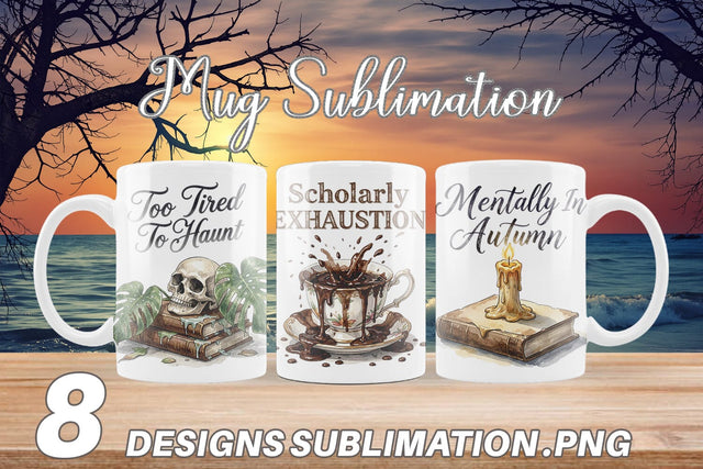 Mug Wrap Tired Tropical Scholar Goth Quote Sublimation artnoy 