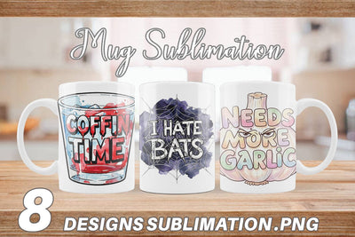Mug Wrap Tired Vampire Grumpy Quote Sublimation artnoy 