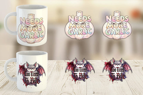 Mug Wrap Tired Vampire Grumpy Quote Sublimation artnoy 