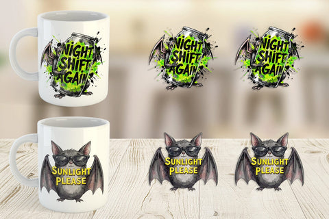 Mug Wrap Tired Vampire Grumpy Quote Sublimation artnoy 