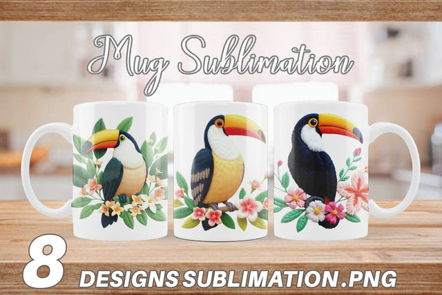 Mug Wrap Toucan Embroidery Sublimation artnoy 