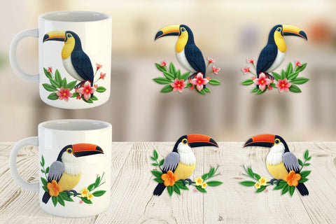 Mug Wrap Toucan Embroidery Sublimation artnoy 