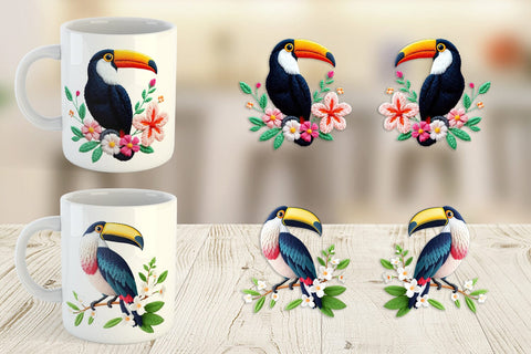 Mug Wrap Toucan Embroidery Sublimation artnoy 