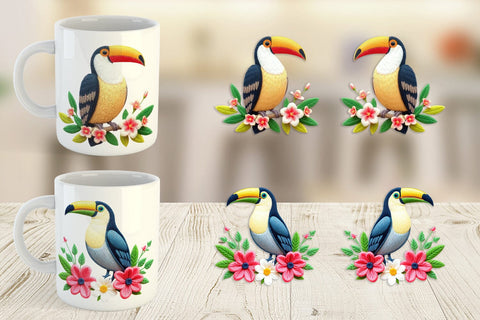 Mug Wrap Toucan Embroidery Sublimation artnoy 