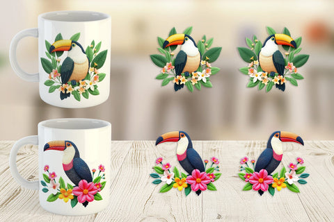 Mug Wrap Toucan Embroidery Sublimation artnoy 