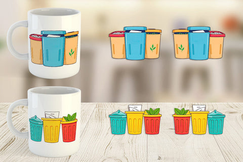 Mug Wrap Trash Sorting Bins Sublimation artnoy 