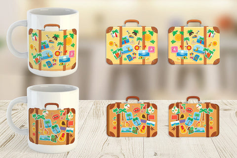 Mug Wrap Travel Suitcase Sublimation artnoy 