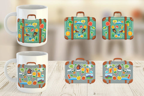 Mug Wrap Travel Suitcase Sublimation artnoy 