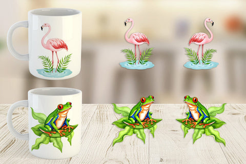 Mug Wrap Tropical Animals Watercolor Sublimation artnoy 