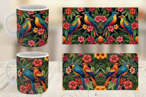 Mug Wrap Tropical Birds Perched Sublimation artnoy 