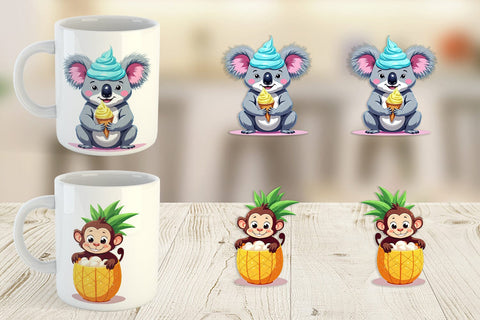 Mug Wrap Tropical Dessert Animals Sublimation artnoy 