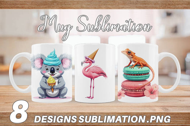 Mug Wrap Tropical Dessert Animals Sublimation artnoy 
