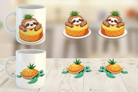 Mug Wrap Tropical Dessert Animals Sublimation artnoy 