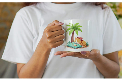 Mug Wrap Tropical Nap Cat Sublimation artnoy 