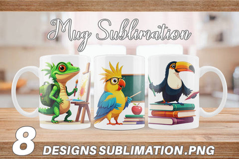 Mug Wrap Tropical School Animals Sublimation artnoy 