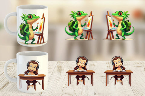 Mug Wrap Tropical School Animals Sublimation artnoy 