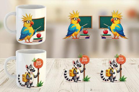 Mug Wrap Tropical School Animals Sublimation artnoy 