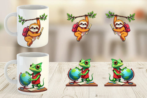 Mug Wrap Tropical School Animals Sublimation artnoy 