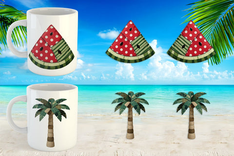 Mug Wrap Tropical Summer Patchwork Watercolor Sublimation artnoy 