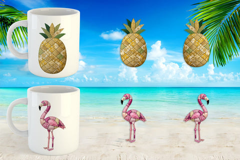 Mug Wrap Tropical Summer Patchwork Watercolor Sublimation artnoy 
