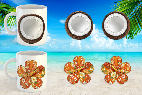 Mug Wrap Tropical Summer Patchwork Watercolor Sublimation artnoy 