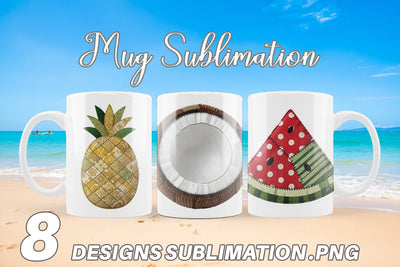 Mug Wrap Tropical Summer Patchwork Watercolor Sublimation artnoy 