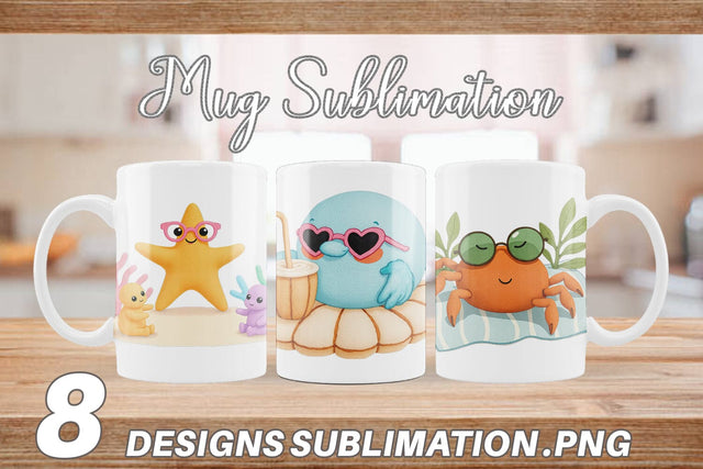 Mug Wrap Tropical Sunglass Creatures Sublimation artnoy 