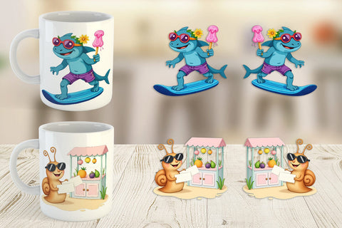 Mug Wrap Tropical Sunglass Creatures Sublimation artnoy 