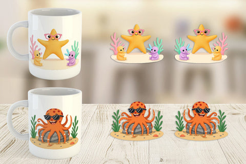 Mug Wrap Tropical Sunglass Creatures Sublimation artnoy 