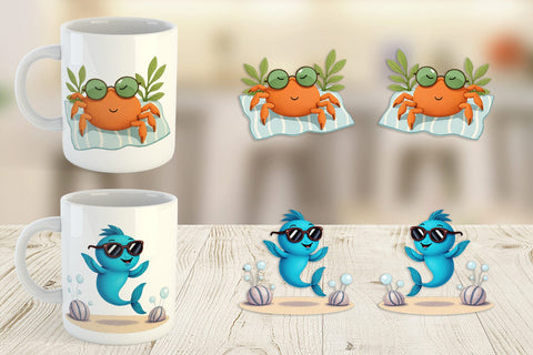 Mug Wrap Tropical Sunglass Creatures Sublimation artnoy 