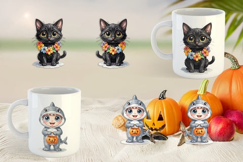 Mug Wrap Tropical Trick or Treater Sublimation artnoy 