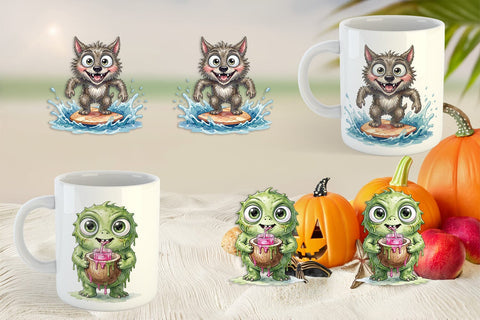 Mug Wrap Tropical Trick or Treater Sublimation artnoy 