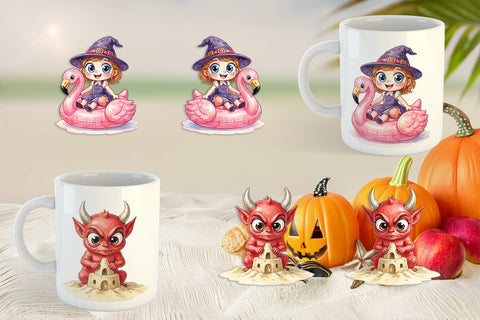 Mug Wrap Tropical Trick or Treater Sublimation artnoy 
