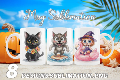 Mug Wrap Tropical Trick or Treater Sublimation artnoy 