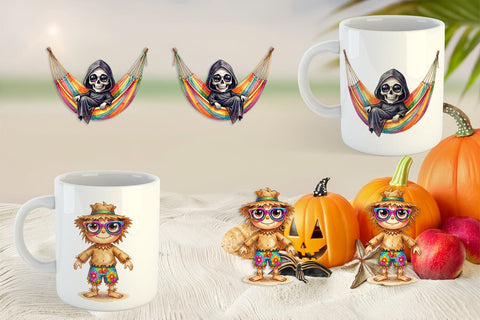 Mug Wrap Tropical Trick or Treater Sublimation artnoy 