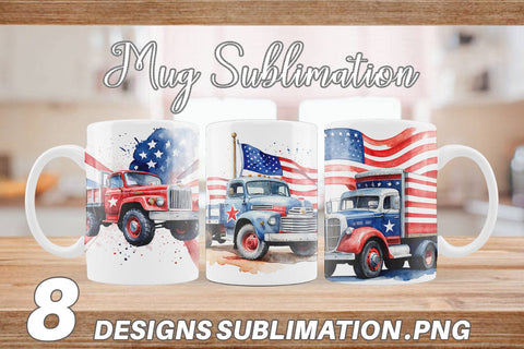 Mug Wrap Truck 4th of July Sublimation artnoy 