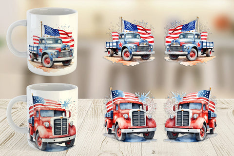 Mug Wrap Truck 4th of July Sublimation artnoy 