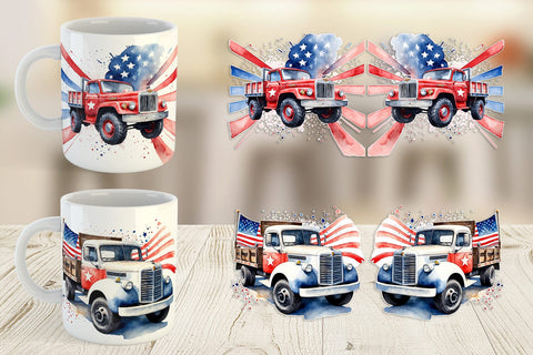 Mug Wrap Truck 4th of July Sublimation artnoy 