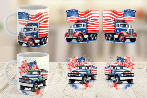 Mug Wrap Truck 4th of July Sublimation artnoy 