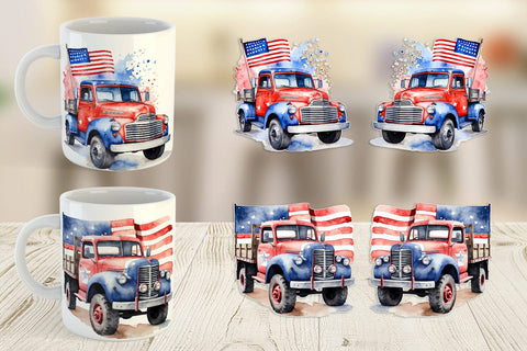 Mug Wrap Truck 4th of July Sublimation artnoy 