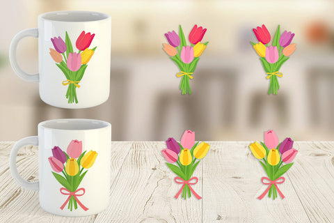 Mug Wrap Tulip Bouquet Sublimation artnoy 