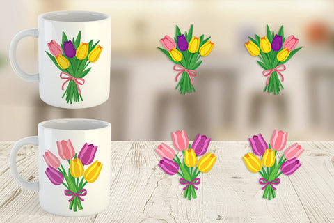Mug Wrap Tulip Bouquet Sublimation artnoy 